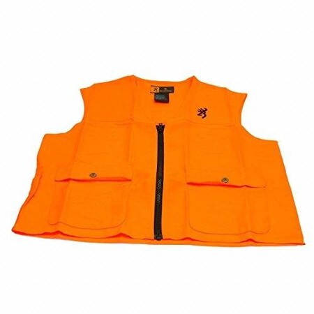 Browning Youth Blaze Orange Safety Vest Back License Loop Large Snap Shell Pockets Size Xl 3055000104